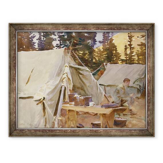 Tablou inramat - John Singer Sargent - Tabara la lacul OHara, 60 x 80 cm - - Roveli