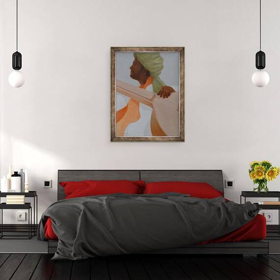 Tablou inramat - Lincoln Seligman - Interpret la sitar III, 60 x 80 cm - 3- Roveli