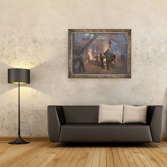 Tablou inramat - Peder Severin Kroyer - Turnatorie de fier Burmeister si Wain, 60 x 80 cm - 2- Roveli