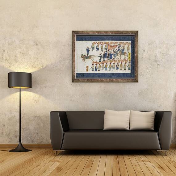 Tablou inramat - Scoala chineza - Concursul de calarie pentru imparatul Shunzhi, handscroll, 60 x 80 cm - 2- Roveli