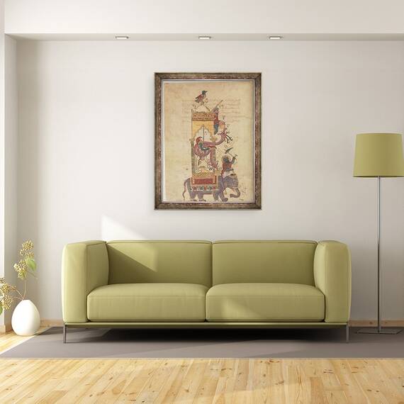 Tablou inramat - Scoala Islamica - Ceasul elefantului dintr-o carte a cunoasterii dispozitivelor mecanice ingenioase de al-Jazari, 60 x 80 cm - 2- Roveli