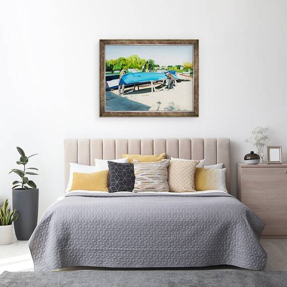 Tablou inramat - Tony Fandino - Barbati care lucreaza pe barca in Richmond, 60 x 80 cm - 3- Roveli