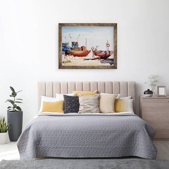 Tablou inramat - Tony Fandino - Barci de pescuit pe plaja din Hastings II, 60 x 80 cm - 3- Roveli
