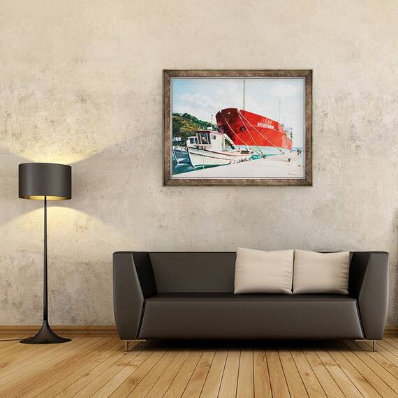 Tablou inramat - Tony Fandino - Barci la Skiathos III, 60 x 80 cm - 2- Roveli