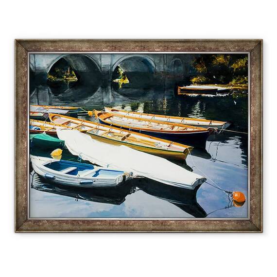 Tablou inramat - Tony Fandino - Barci pe Tamisa I, 60 x 80 cm - - Roveli
