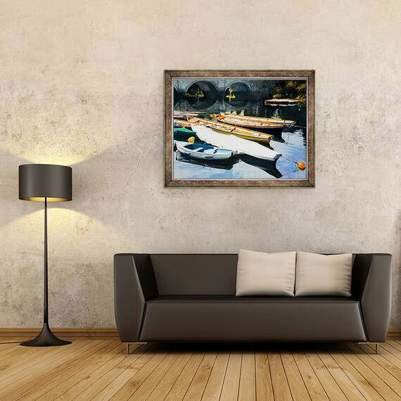 Tablou inramat - Tony Fandino - Barci pe Tamisa I, 60 x 80 cm - 2- Roveli