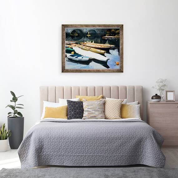 Tablou inramat - Tony Fandino - Barci pe Tamisa I, 60 x 80 cm - 3- Roveli