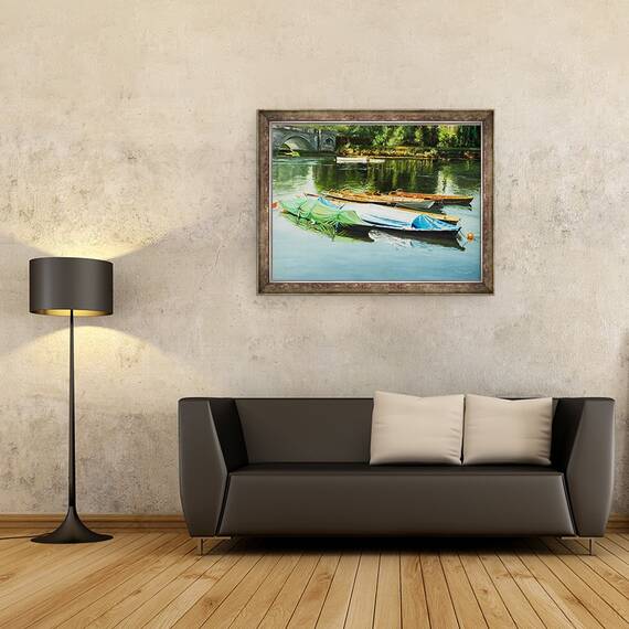 Tablou inramat - Tony Fandino - Barci pe Tamisa XI, 60 x 80 cm - 2- Roveli