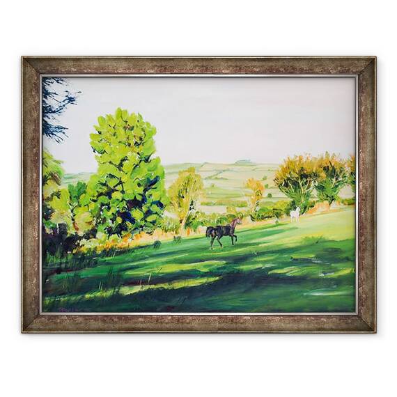 Tablou inramat - Tony Fandino - Black Horse in tara Galilor, 60 x 80 cm - - Roveli