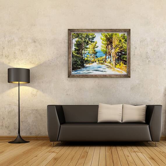 Tablou inramat - Tony Fandino - Drumul care duce la mare, Skiathos, 60 x 80 cm - 2- Roveli