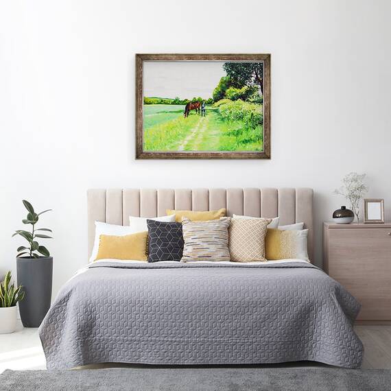 Tablou inramat - Tony Fandino - Femeie cu cal langa Otford, 60 x 80 cm - 3- Roveli