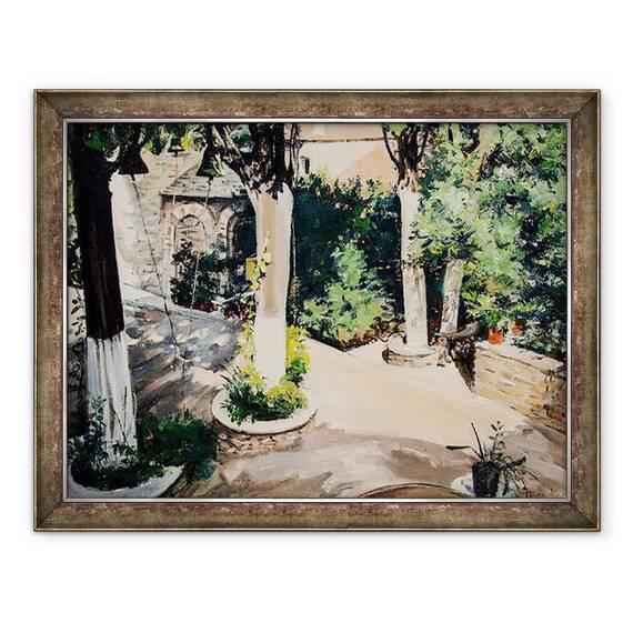 Tablou inramat - Tony Fandino - Gradina in Skiathos, 60 x 80 cm - - Roveli