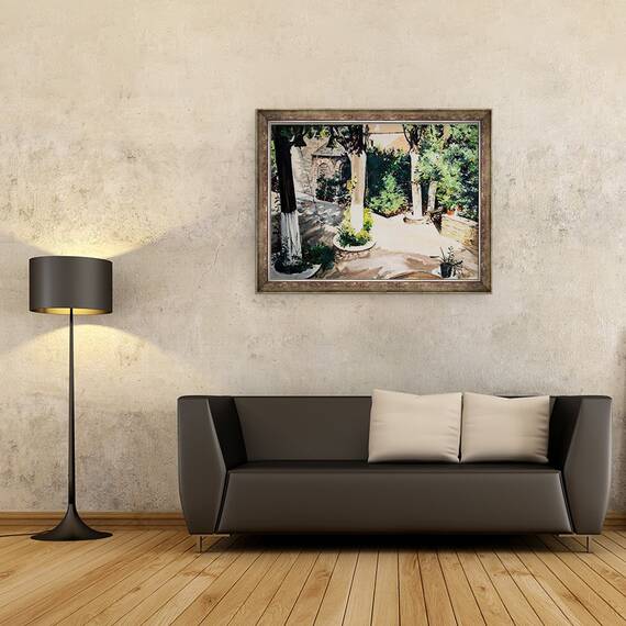 Tablou inramat - Tony Fandino - Gradina in Skiathos, 60 x 80 cm - 2- Roveli