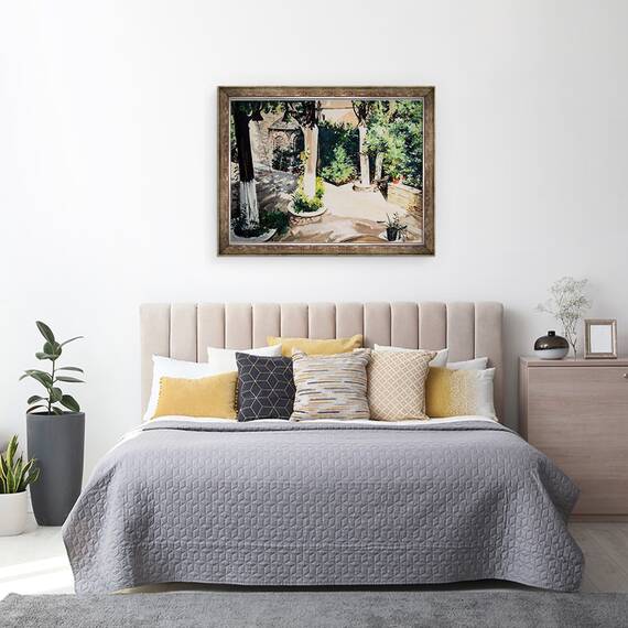 Tablou inramat - Tony Fandino - Gradina in Skiathos, 60 x 80 cm - 3- Roveli
