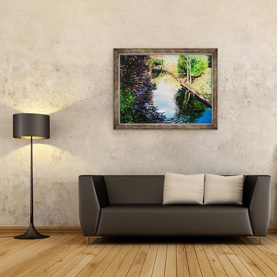 Tablou inramat - Tony Fandino - Lebede in Parcul Regents, 60 x 80 cm - 2- Roveli