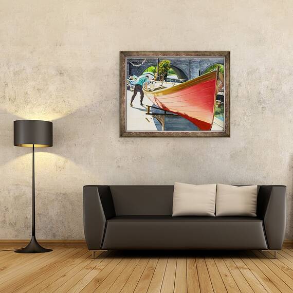 Tablou inramat - Tony Fandino - Omul care lucreaza la barca I, 60 x 80 cm - 2- Roveli