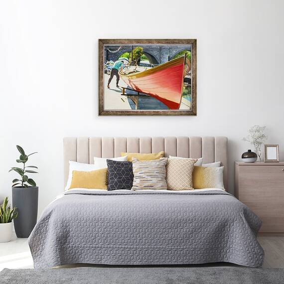 Tablou inramat - Tony Fandino - Omul care lucreaza la barca I, 60 x 80 cm - 3- Roveli