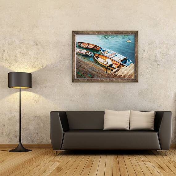 Tablou inramat - Tony Fandino - Omul care lucreaza la barca II, 60 x 80 cm - 2- Roveli