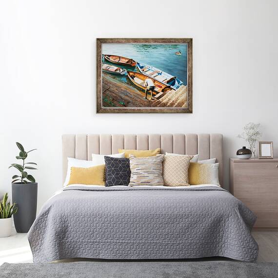 Tablou inramat - Tony Fandino - Omul care lucreaza la barca II, 60 x 80 cm - 3- Roveli