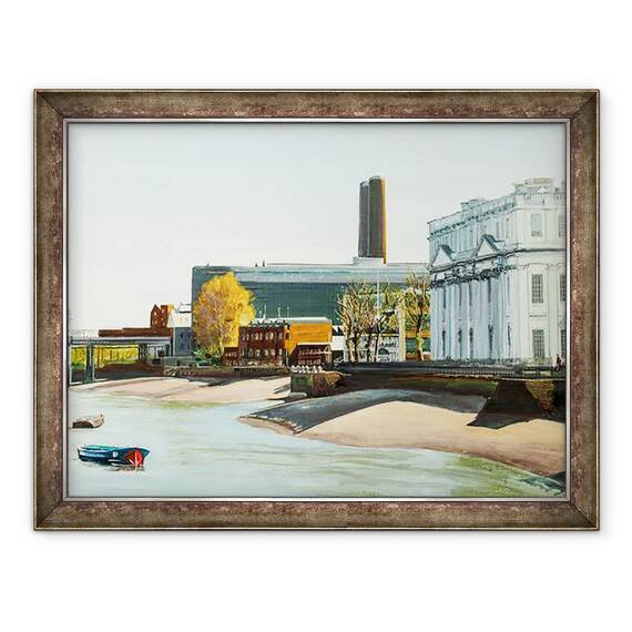 Tablou inramat - Tony Fandino - Tamisa Riverside la Greenwich, 60 x 80 cm - - Roveli