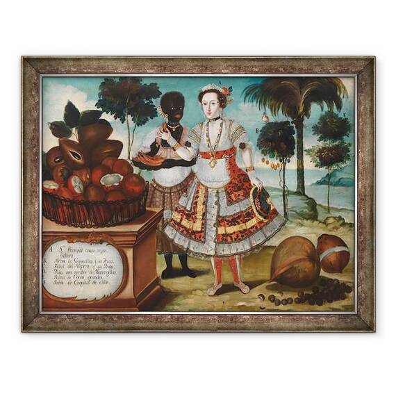 Tablou inramat - Vicente Alban - Femeie nobila cu sclavul ei negru, 60 x 80 cm - - Roveli