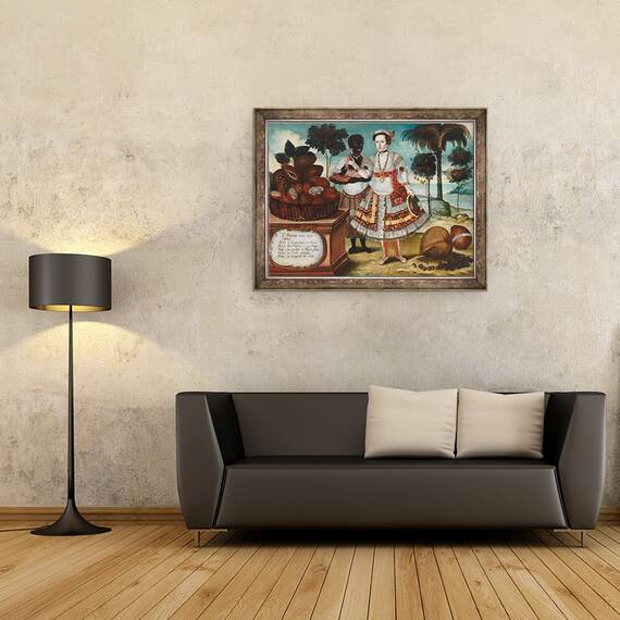 Tablou inramat - Vicente Alban - Femeie nobila cu sclavul ei negru, 60 x 80 cm - 2- Roveli