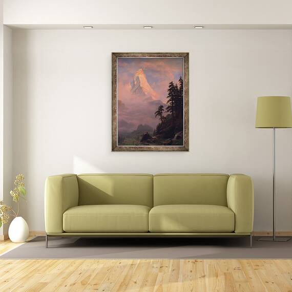 Tablou inramat - Albert Bierstadt - Rasarit de soare pe Matterhorn, 60 x 80 cm - 2- Roveli