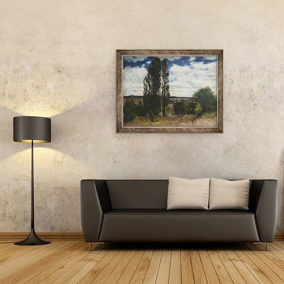 Tablou inramat - Carl Fredrik Hill - Sena, Peisaj cu plopi, 60 x 80 cm - 2- Roveli