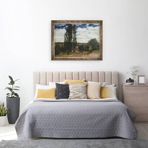 Tablou inramat - Carl Fredrik Hill - Sena, Peisaj cu plopi, 60 x 80 cm - 3- Roveli