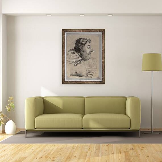 Tablou inramat - Claude Monet - Caricatura lui Jules Didier Omul fluture, c.1858 carbune, inaltat cu creta alba, cu pete, 60 x 80 cm - 2- Roveli