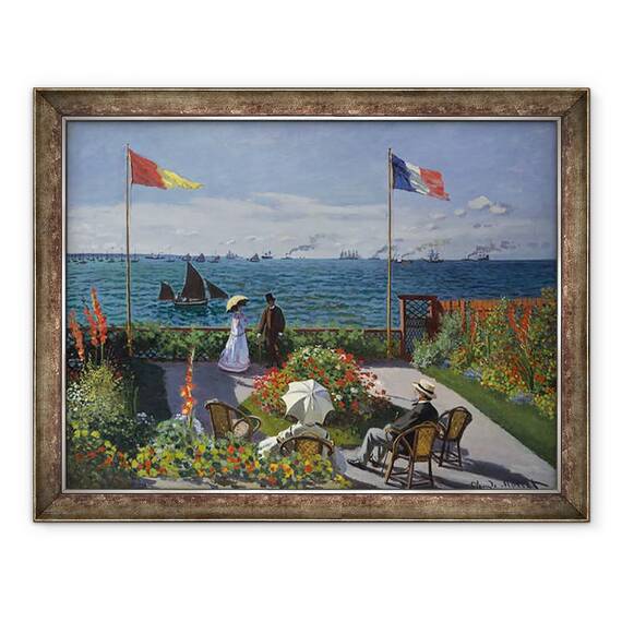 Tablou inramat - Claude Monet - Gradina la Sainte-Adresse, 60 x 80 cm - - Roveli