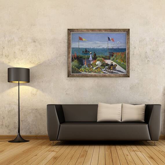 Tablou inramat - Claude Monet - Gradina la Sainte-Adresse, 60 x 80 cm - 2- Roveli