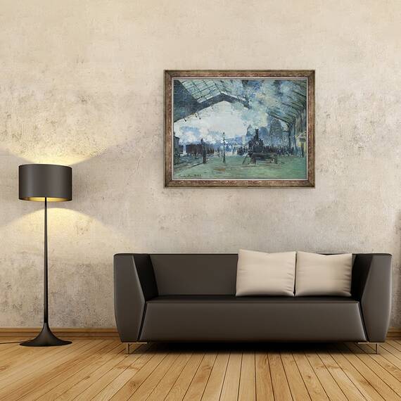 Tablou inramat - Claude Monet - Sosirea trenului Normandia, Gare Saint-Lazare, 60 x 80 cm - 2- Roveli