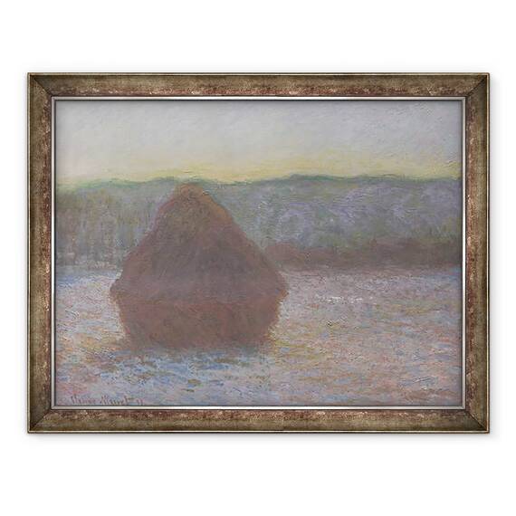 Tablou inramat - Claude Monet - Stiva de grau dezghet, apus de soare, 60 x 80 cm - - Roveli