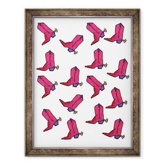 Tablou inramat - Daisy de Villeneuve - Cizme de cowboy, 60 x 80 cm - - Roveli