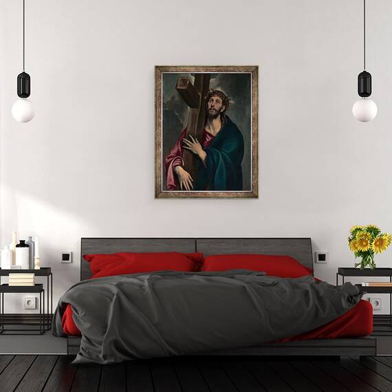Tablou inramat - El Greco - Hristos Purtand Crucea, 60 x 80 cm - 3- Roveli