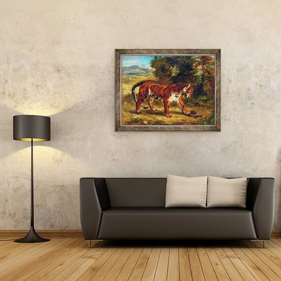 Tablou inramat - Ferdinand Victor Eugene Delacroix - Tigru cu broasca testoasa, 60 x 80 cm - 2- Roveli