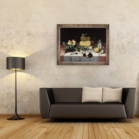 Tablou inramat - Floris Claesz. van Dyck - Natura moarta cu branza, 60 x 80 cm - 2- Roveli