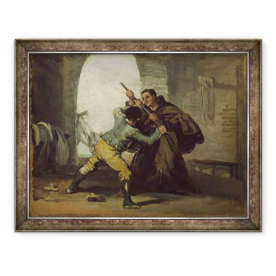 Tablou inramat - Francisco Jose de Goya y Lucientes - Calugarul Pedro se lupta cu arma de la El Maragato, 60 x 80 cm - - Roveli