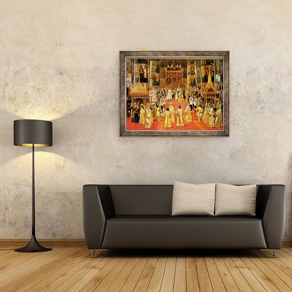 Tablou inramat - Georges Becker - incoronarea imparatului Alexandru al III-lea, 60 x 80 cm - 2- Roveli