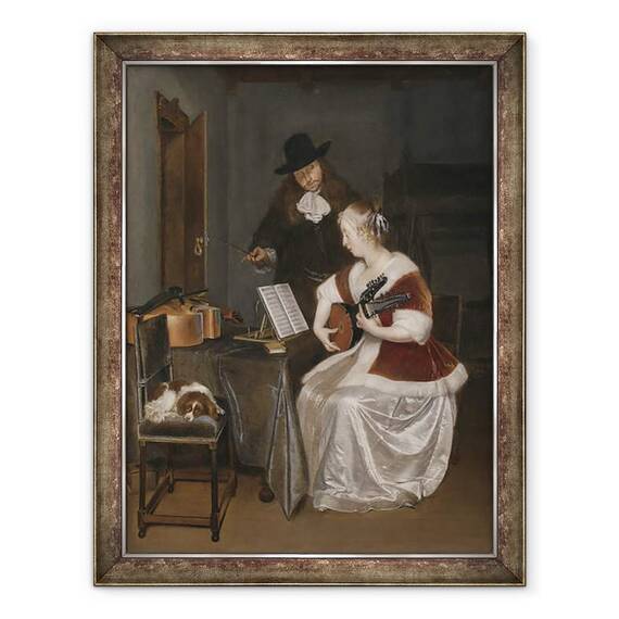 Tablou inramat - Gerard ter Borch - Lectia de muzica, 60 x 80 cm - - Roveli