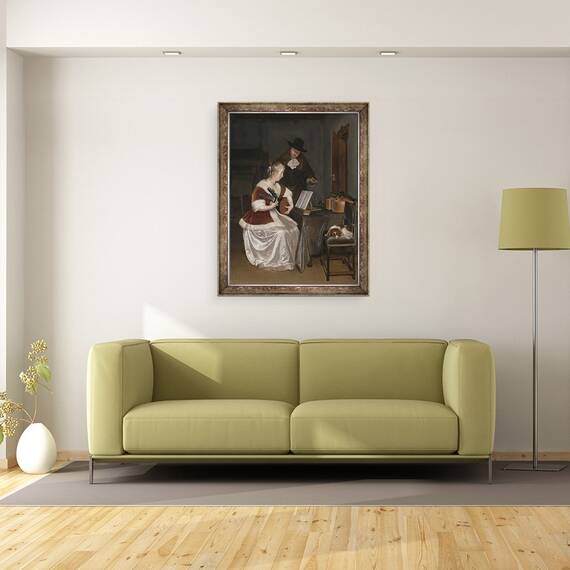 Tablou inramat - Gerard ter Borch - Lectia de muzica, 60 x 80 cm - 2- Roveli