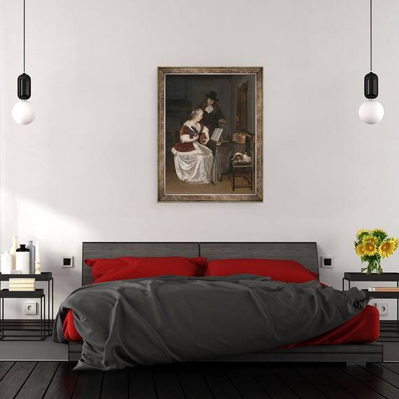 Tablou inramat - Gerard ter Borch - Lectia de muzica, 60 x 80 cm - 3- Roveli