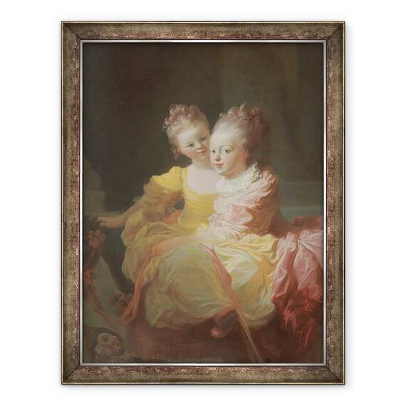Tablou inramat - Jean-Honore Fragonard - Cele Doua Surori, 60 x 80 cm - - Roveli