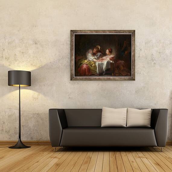 Tablou inramat - Jean-Honore Fragonard - Sarutul furat, 60 x 80 cm - 2- Roveli