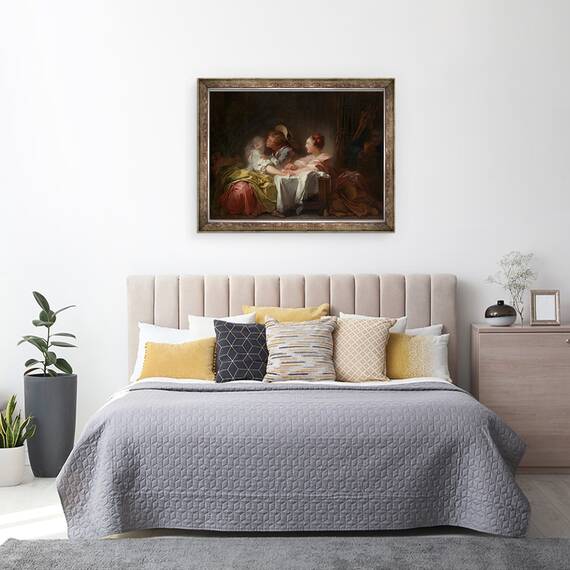 Tablou inramat - Jean-Honore Fragonard - Sarutul furat, 60 x 80 cm - 3- Roveli