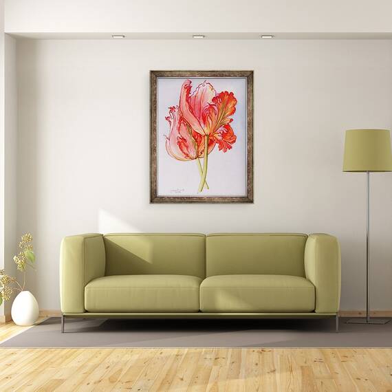Tablou inramat - Joan Thewsey - Doua Lalele cu volanase, 2000, 60 x 80 cm - 2- Roveli