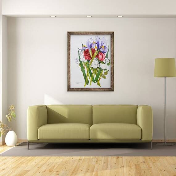 Tablou inramat - Joan Thewsey - Irisi si Trandafiri, 60 x 80 cm - 2- Roveli