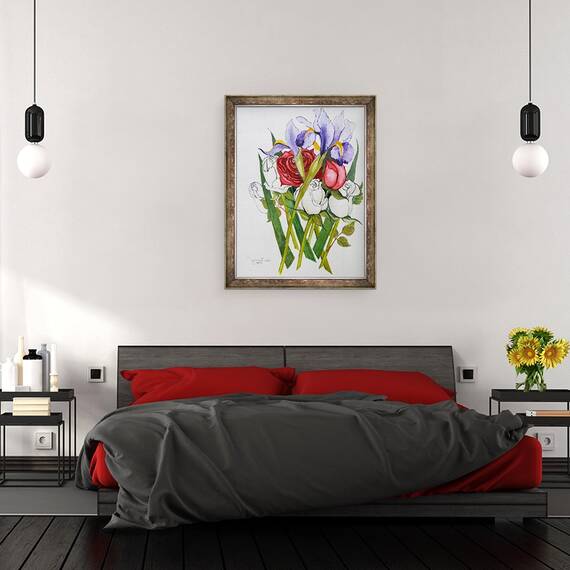 Tablou inramat - Joan Thewsey - Irisi si Trandafiri, 60 x 80 cm - 3- Roveli