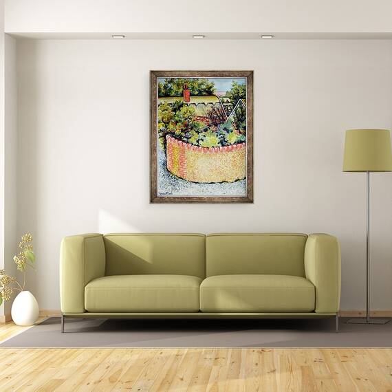 Tablou inramat - Joan Thewsey - Vedere prin acoperisuri la campuri, 60 x 80 cm - 2- Roveli